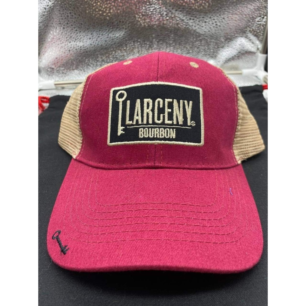 Larceny Bourbon Trucker Hat Men OSFA Maroon Tan Mesh Snapback Cap‎ Promo 14 West